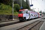 RhB Ge 4/4 III Nr.650 mit Werbung für UNESCO Weltkulturerbe Landwasserviadukt in Bergün am 29.08.2009.