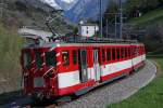 JAHRESRUECKBLICK 2014  von Walter Ruetsch  APRIL  MGB/BVZ: ABDeh 8/8 2042  VISP  auf Abschiedsfahrt mit den B 2273 und 2269 zwischen Visp und Stalden am 12.