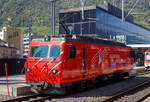Die MGB HGe 4/4 II 107 „Grimsel“ erreicht am 11 September 2022 als Lz (solo) den Bahnhof Visp.