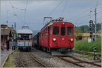 Der RhB ABe 4/4 I N° 35 wartet mit dem Riviera Belle Epoque Zug auf die Abfahrt nach Chaulin.