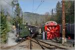 La DER de la Saison! (Saisonabschlussfeier der Blonay-Chamby Bahn 2022) - die beiden Blonay-Chamby Bahn Dampfloks LEB G 3/3 N° 5 und SEG G 2x 2/2 105 schieben ihren Zug in den Museumsbahnhof vom