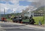 Festival Suisse de la vapeur 2024 / Schweizer Dampffestival 2024 der Blonay-Chamby Bahn -   Für die Bespannung der 17:10 Zugs von Blonay nach Chaulin in Doppeltraktion rangieren die beiden
