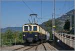 Nach der Fahrzeugparade mit dem ASD BCFe 4/4 N° 1, dem MOB BCFe 4/4 N° 11 (Baujahr 1905) und DZe 6/6 2002 (Baujahr 1932) mussten die Gleise rasch wieder geräumt werden, im Bild schiebt