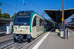 Der MBC (ex BAM) Pendelzug steht am 07 September 2023 als Regionalzug nach Bi�re im Bahnhof Morges zur Abfahrt bereit.