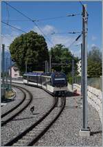 Der CEV MVR ABeh 2/6 7503  Blonay-Chamby  verl�sst den Bahnhof St-L�gier Gare.