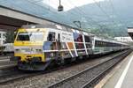 SOB 456 093 treft mit ein VorAlpenExpress am 4 Juni 2014 in Arth-Goldau ein.