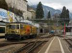 Die MOB (Montreux–Berner Oberland-Bahn) GDe 4/4 6003 f�hrt am 26.02.2012 im Bahnhof Montreux.