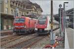 Die (ex DB) WRS 193 302 (91 80 6193 302-7 D-WRSCH) steht mit einem langen Kesselwagenzug in einige Zeit in Lausanne bevor ihre Fahrt weitergeht.