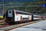 Modernisierter IC2000-Doppelstock-Reisezugwagen der ersten Wagenklasse A 50 85 16-94 021-2 CH-SBB alleine abgestellt am 07 September 2021 im Bahnhof Brig.