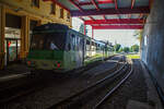 Bei sehr schwierigen Lichtverh�ltnissen:  Der tpc AL BDeh 4/4 313 „La Berneuse“ (2.