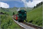 Die H 2/3 16 mit einem gut besetzen Zug bei Planalp.
