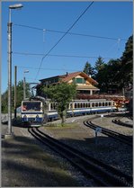 Erfreulicherweise wurden die beiden  Werbelosen  Bhe 4/8 301 und 304 gemeinsam eingesetzt, so dass ein homogenes Bild der relativ langen Züge entstand.