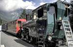 Dampflok Zahnradbahn MGN Nr.1  Rocher de Naye  in Caux am 22.08.1999.