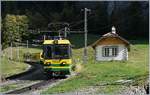 Etwas oberhalb von Lauterbrunnen schiebt der WAB Pano Bhe 4/8 150 seinen Zug Richtung Kleine Scheidegg.