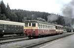 CSD M 262.0 (ab 1988 BR 830) Baujahre 1949 - 1960 von Vagonka Studenka Bo'2' mit elektrischer Kraft�bertragung; Ausmusterung 2011, in Bayerisch Eisenstein am 02.09.2000.
